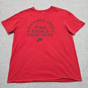 Nike Men's Red Graphic T Shirt Distance Over Time Equals Greatness XL Athletic
